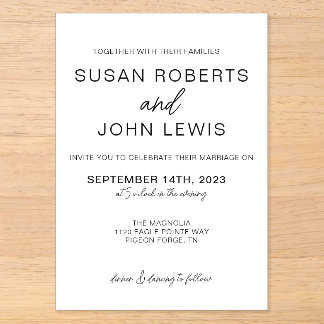 Invitación de boda moderna en negro y blanco