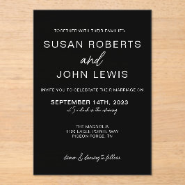 Invitación de boda moderna en negro y blanco