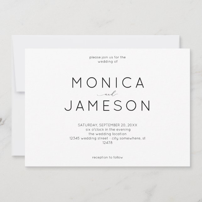 Invitación de boda moderna en negro y blanco 1 (Anverso)