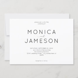 Invitación de boda moderna en negro y blanco 1