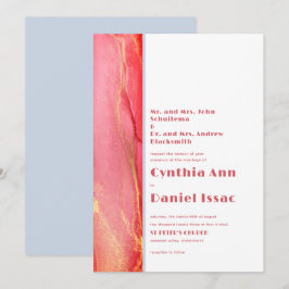 Invitación de Boda Moderna en Rosa Pastel y Azul