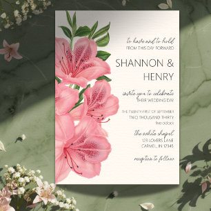 Invitación de boda moderna floral de lirio rosa