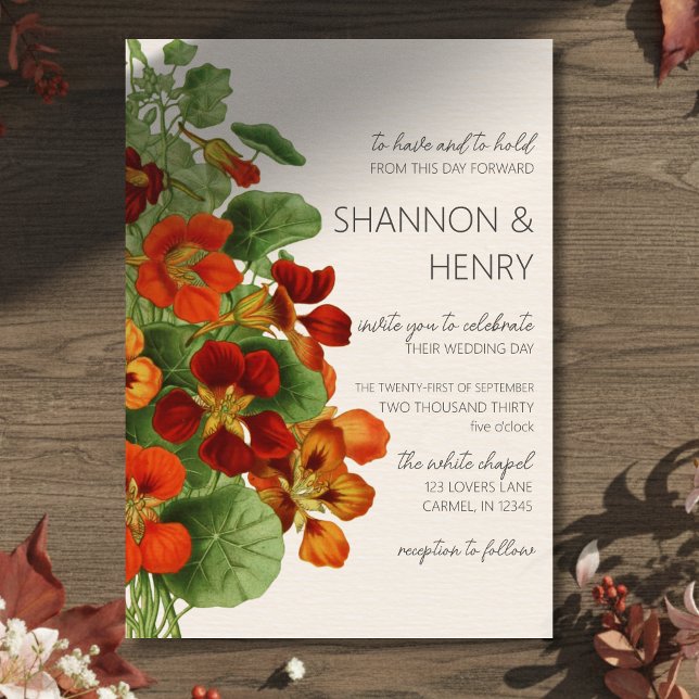 Invitación de boda moderna floral de otoño rústica (Invite guests to your big day with this Rustic Fall Floral Modern Wedding Invitation!)