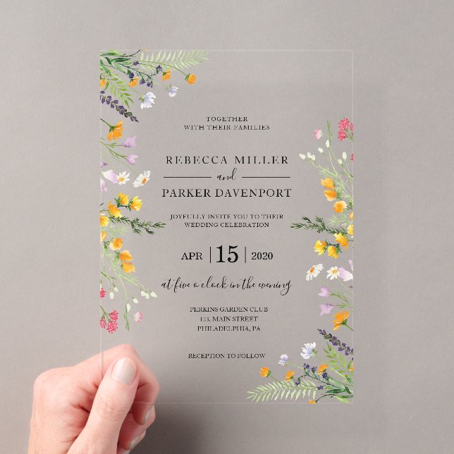 Invitación de boda moderna Flores silvestres de pr (Insitu (portátil))