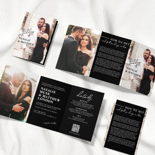 Invitación de Boda Moderna Foto Tríptico