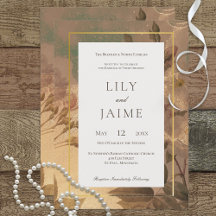 Invitación de Boda Moderna Gold Vintage Glam Flora