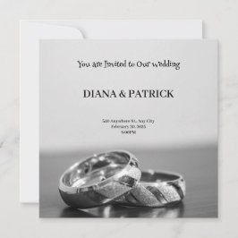 Invitación de boda moderna gris