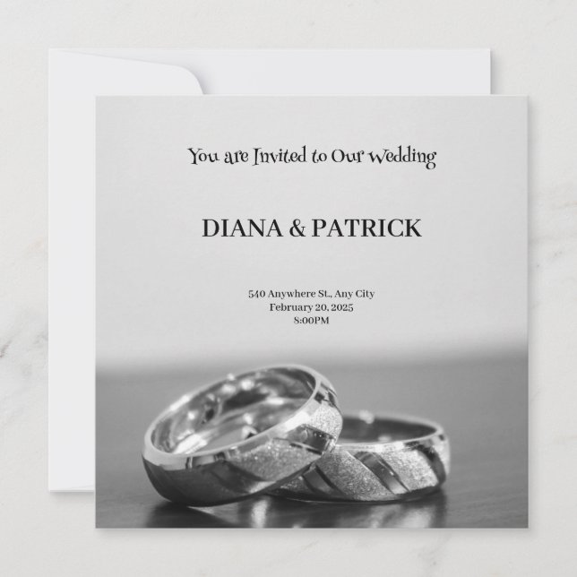 Invitación de boda moderna gris (Anverso)