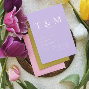Invitación de Boda Moderna Lila Sin Padres