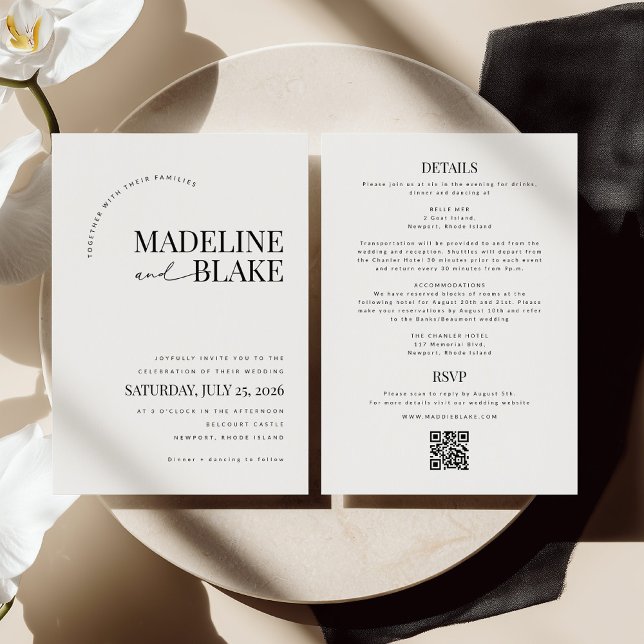 Invitación de boda moderna MADDIE RSVP + Detalles (Subido por el creador)