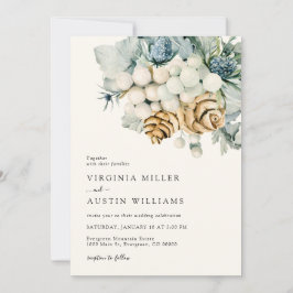 Invitación de boda moderna polvorienta azul