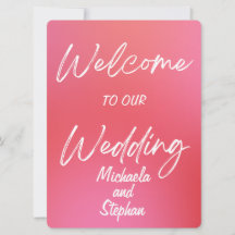Invitación de boda moderna puesta de sol rosa y na