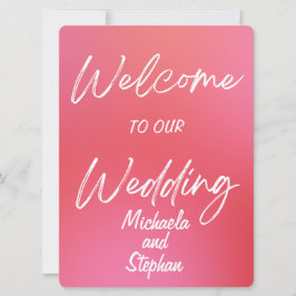 Invitación de boda moderna puesta de sol rosa y na
