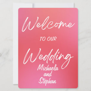 Invitación de boda moderna puesta de sol rosa y na