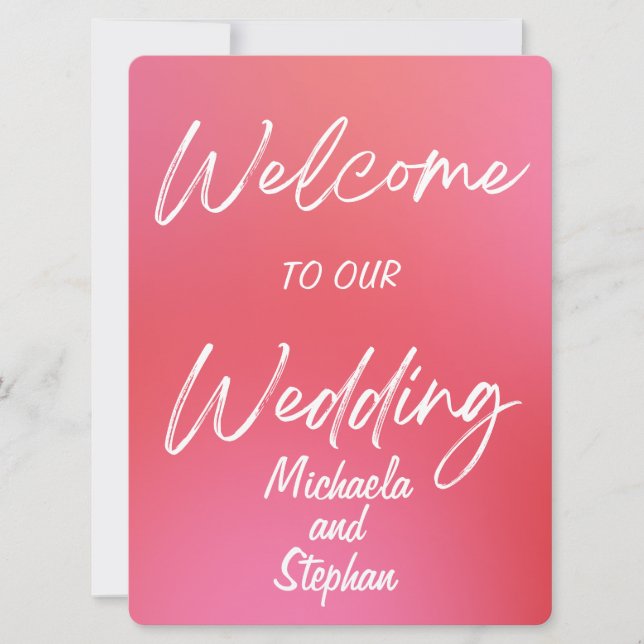 Invitación de boda moderna puesta de sol rosa y na (Anverso)