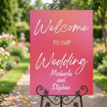 Invitación de boda moderna puesta de sol rosa y na