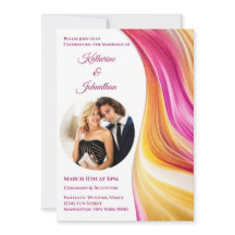 Invitación de Boda Moderna-Rosa Naranja y Amarillo