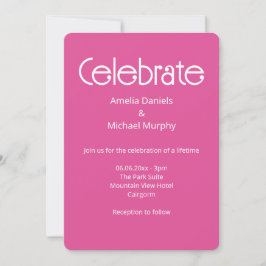 Invitación de boda moderna rosa y blanca de frambu