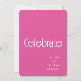 Invitación de boda moderna rosa y blanca de frambu