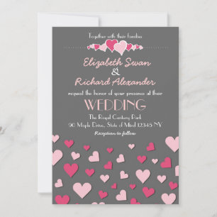 Invitación de boda moderna y chic de amor gris ros