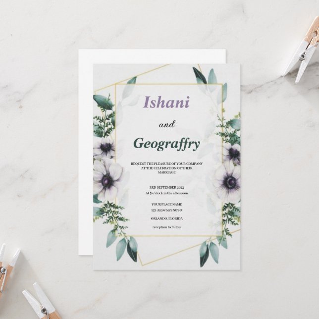 invitación de boda moderna y elegante (Anverso/Reverso In Situ)