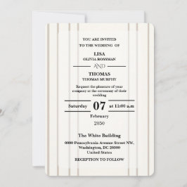 Invitación de boda moderna y elegante a rayas