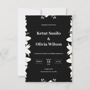 invitación de boda moderna y negra