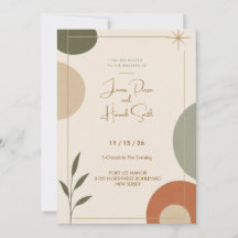 Invitación de boda modernista de mediados de siglo