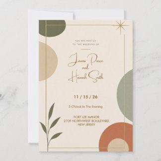 Invitación de boda modernista de mediados de siglo