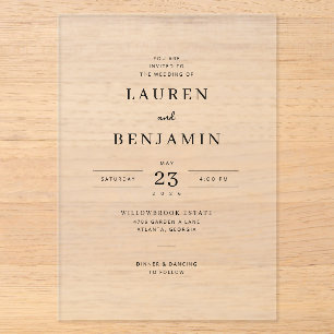 Invitación de boda monocroma minimalista elegante