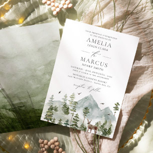 Invitación de boda Montañas de Bosque Perenne