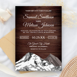 Invitación de Boda Montañas Rústicas con Cima Neva