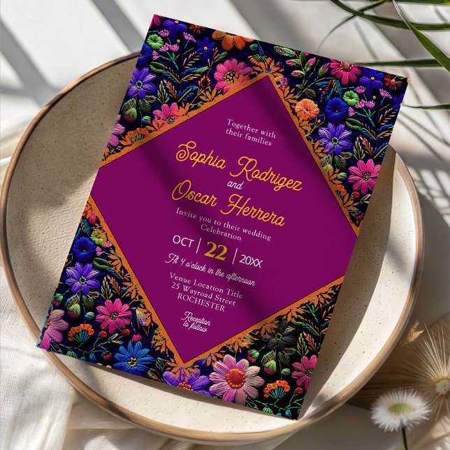 Invitación de boda morada de fiesta mexicana color (Subido por el creador)