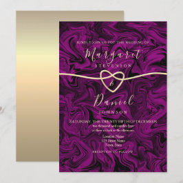Invitación de boda morada elegante