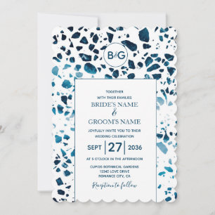 Invitación de boda mosaico terrazzo abstracto mode