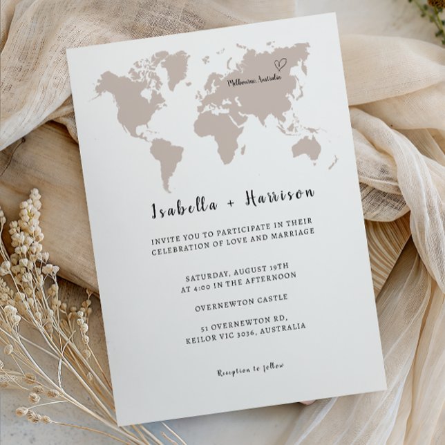 Invitación de boda MUNDO MAPA más brillante (Subido por el creador)