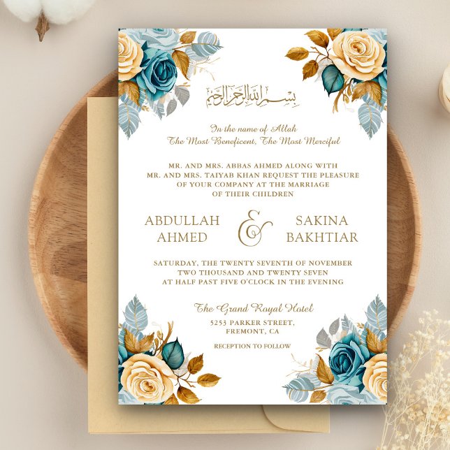 Invitación de Boda Musulmana con Código QR Floral  (Subido por el creador)