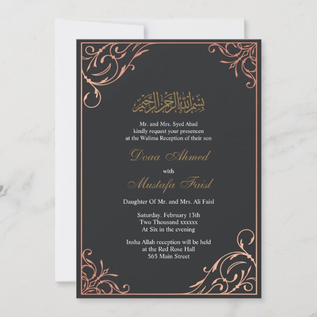 invitación de boda musulmana de lujo (Anverso)