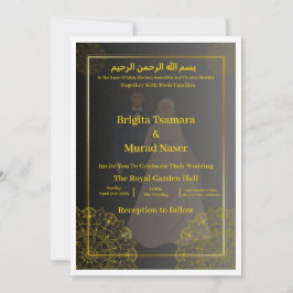 Invitación de boda musulmana de lujo en negro y do