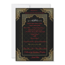Invitación de boda musulmana de lujo en negro y do
