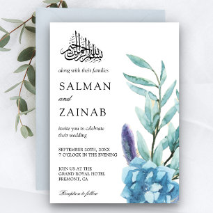 Invitación de boda musulmana floral acuarela paste