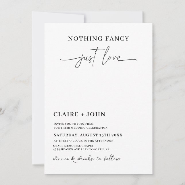 Invitación de boda Nada elegante solo amor (Anverso)