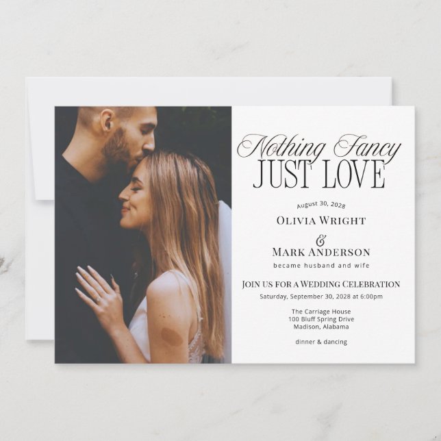 Invitación de boda Nada elegante solo amor (Anverso)