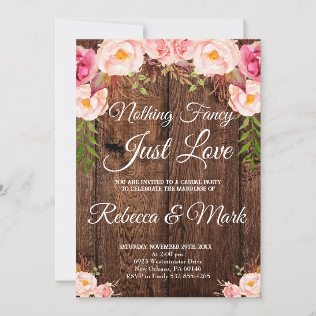 Invitación de Boda, Nada Elegante Solo Amor (Anverso)