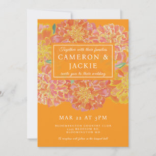 Invitación de boda naranja de maravilla vibrante