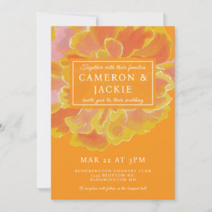Invitación de boda naranja de maravilla vibrante