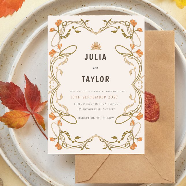 Invitación de boda naranja elegante – Diseño moder (Subido por el creador)