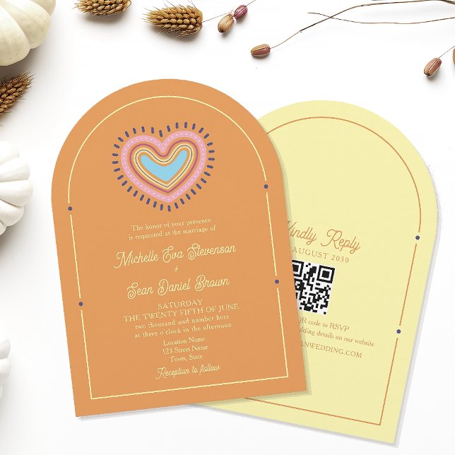 Invitación de boda naranja retro (Subido por el creador)