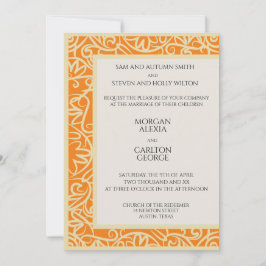 Invitación de boda naranja y negro