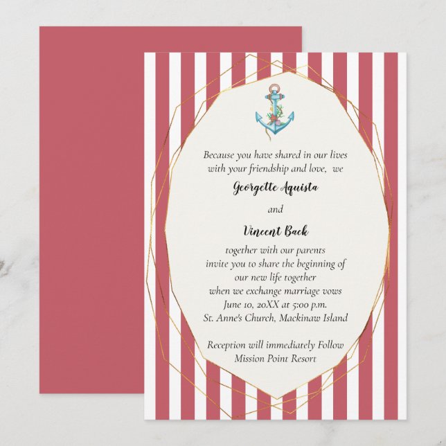 Invitación de boda náutica (Anverso / Reverso)